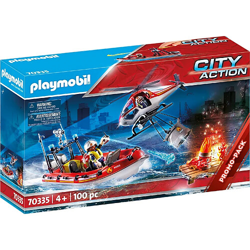 Playmobil® PLAYMOBIL 70335 - Brigade de pompiers avec bateau et hélicoptère