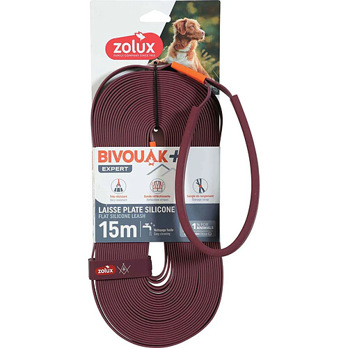 ZOLUX Longe plate en silicone rouge Bivouak 15 m.