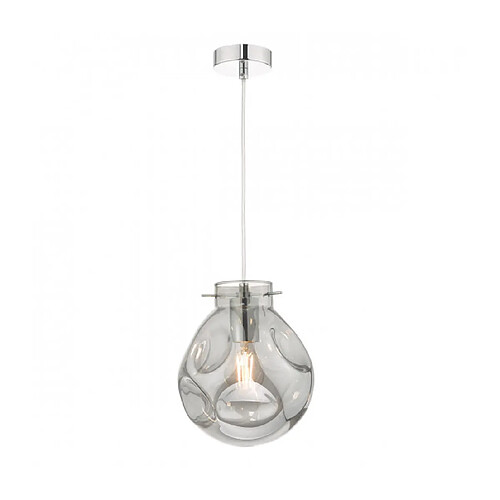 Luminaire Center Plafonnier Quinn Chrome poli,verre fumé 1 ampoule 25cm