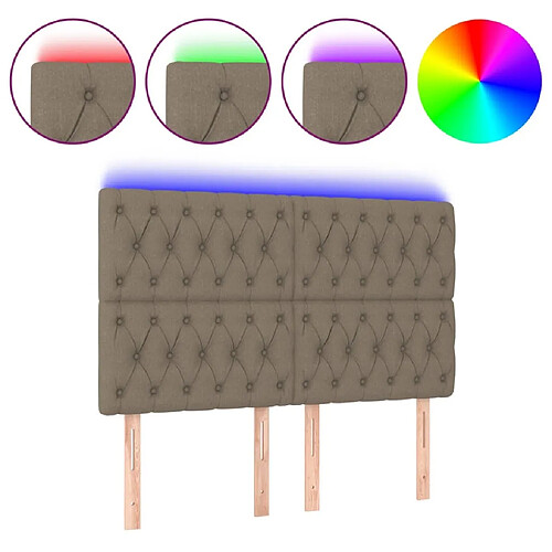 Maison Chic Tête de lit moderne à LED lumineuse pour chambre - Décoration de lit Taupe 144x7x118/128 cm Tissu -MN91488