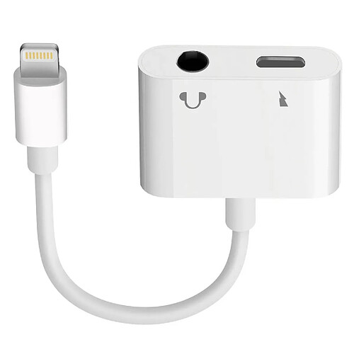 Avizar Adaptateur Audio et Charge Lightning vers Lightning et Jack 3.5 mm Compact Blanc