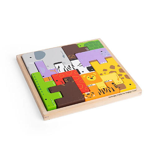 Bigjigs Toys Puzzle de blocs d'animaux en bois