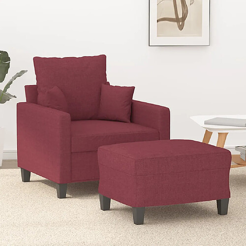 vidaXL Fauteuil avec repose-pied Rouge bordeaux 60 cm Tissu