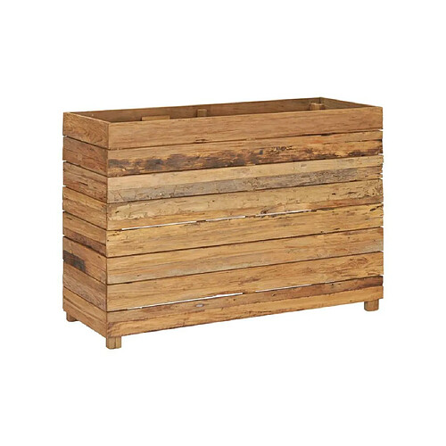 Vente-Unique Jardinière lit surélevé plantes fleurs jardin 100 x 40 x 72 cm bois de teck recyclé et acier 02_0000897