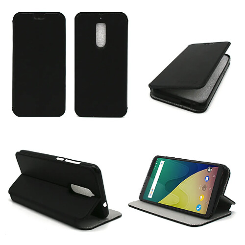 Etui Wiko View XL 5.9 pouces noir luxe Ultra Slim Style Cuir avec stand - Housse Folio Flip Cover coque de protection Wiko View XL noire smartphone 2017 / 2018 - Accessoires pochette XEPTIO case