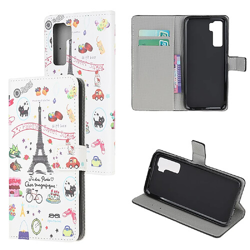 Etui en PU impression de motifs tour Eiffel pour votre Huawei P40 Lite 5G/Nova 7 SE