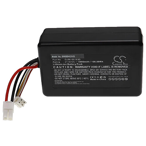 vhbw Batterie compatible avec Samsung Powerbot R9250, R9350, VR2AK9350WK/AA aspirateur, robot électroménager (5000mAh, 21,6V, Li-ion)