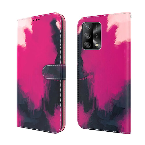 Etui en PU Motif Aquarelle avec support violet foncé pour votre Oppo A74 4G/F19