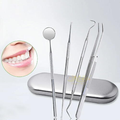 Wewoo Brosse à dents 5 dans 1 ensemble d'outils dentaires sonde en acier inoxydable + dentiste en forme de houe + de faucille + brucelles + miroir de bouche