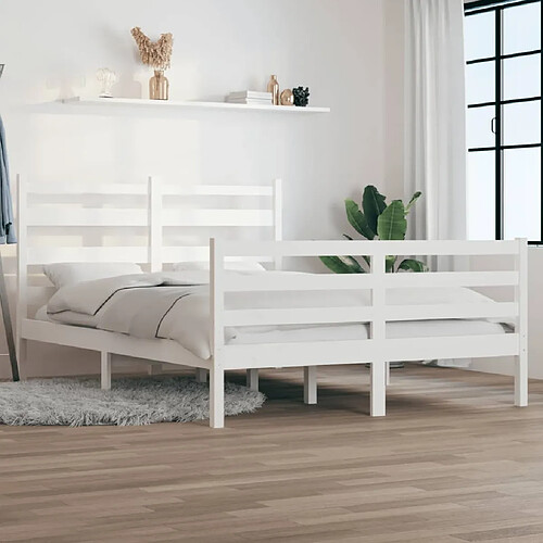 Maison Chic Lit adulte - Lit simple Cadre de lit,Structure du lit Contemporain Bois de pin massif 160x200 cm Blanc -MN10707