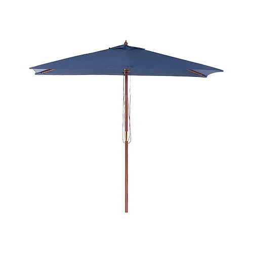 Beliani Parasol de jardin en bois avec toile bleu marine 144 x 195 cm FLAMENCO