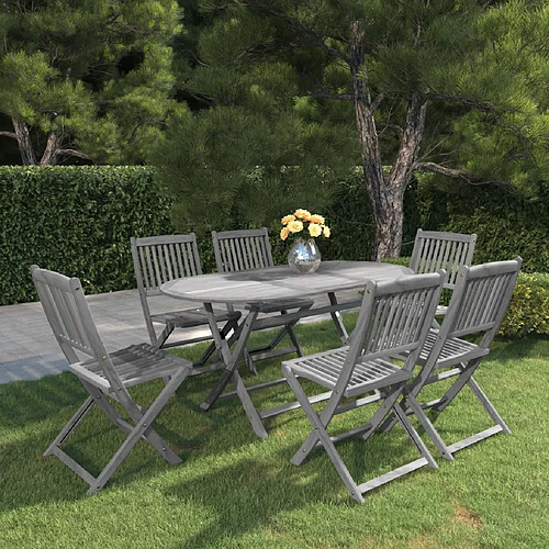 vidaXL Ensemble à manger de jardin 7 pcs Bois d'acacia massif Gris