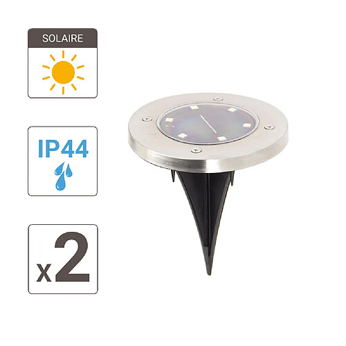 XanLite Lot de 2 Spots Solaires 6 LED Blanc froid IP44 8h d'autonomie