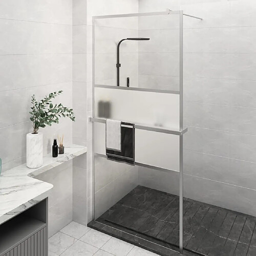 vidaXL Paroi de douche et étagère Chrome 90x195 cm Verre ESG&Aluminium