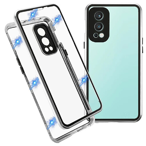 Coque en métal double face, argent pour votre OnePlus Nord 2 5G