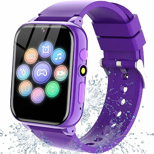 Vendos85 Montre Connectée Enfant, 1.69" avec 26 Jeux, MP3 Lecteur de Musique violet