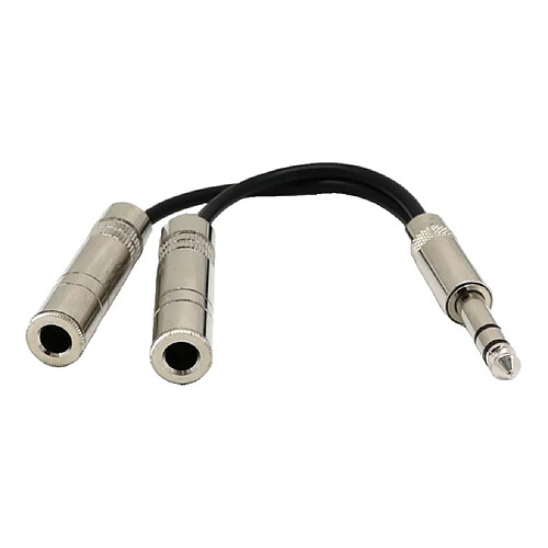 0.2M Long Silver 6.35mm Male To 2 × 6.35mm 1/4 "TRS Female Audio Y Splitter Cable