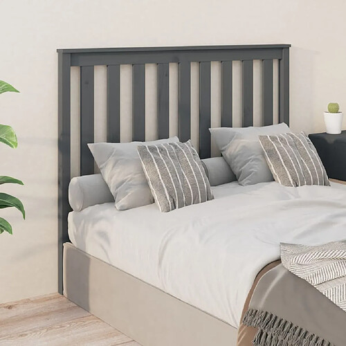 Maison Chic Tête de lit scandinave,Meuble de chambre Gris 146x6x101 cm Bois massif de pin -MN63716