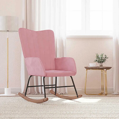 vidaXL Chaise à bascule Rose Velours