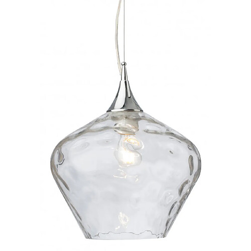 Luminaire Center Suspension Titan Chrome avec verre transparent 1 ampoule 32cm