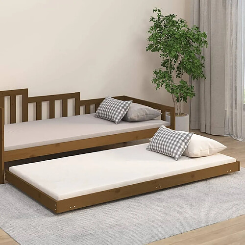 vidaXL Cadre de lit sans matelas marron miel 80x200 cm bois pin massif