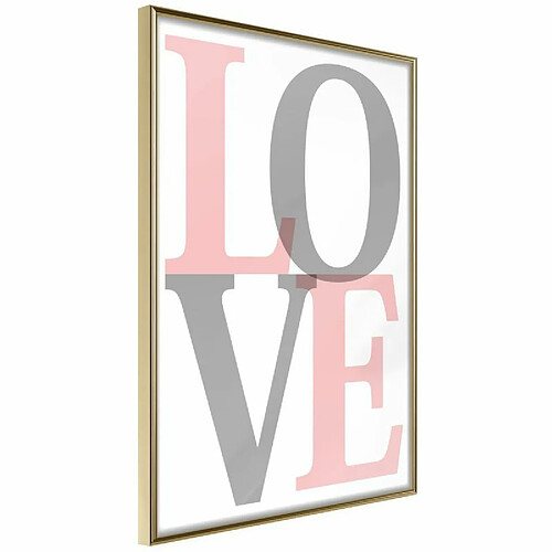 Paris Prix Affiche Murale Encadrée Grey-Pink Love 30 x 45 cm Or