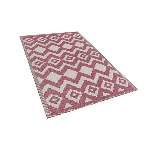 Beliani Tapis extérieur au motif zigzag rose 120 x 180 cm DEWAS