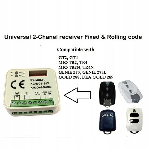 GUPBOO Télécommande Universelle de Rechange pour GT2 MIO TR2 868mhz télécommande 433mhz ouvre