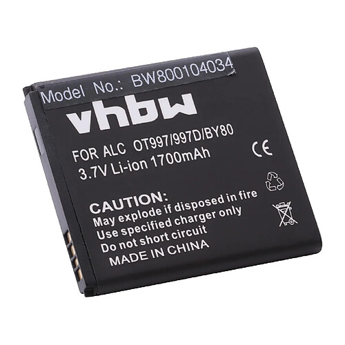 Vhbw Batterie 1700mAh pour Alcatel OneTouch 997, 997D, OT-997, OT-997D, OT-998, One Touch X Pop, TCL S710, TCL S800, Base Lutea 3 III. Remplace TLiB32E.