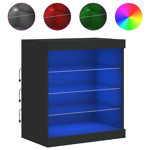 Maison Chic Commode Buffet - Meuble de rangement avec lumières LED noir 60,5x37x67 cm -GKD68579