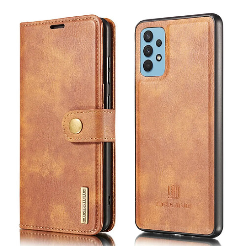 Dg.Ming Coque en TPU + PU Détachable 2-en-1 marron pour votre Samsung Galaxy A32 4G (EU Version)