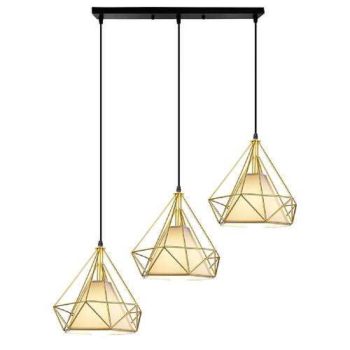 Stoex Plafonnier Vintage 3 Supports de Lampe Lustre en Fer Métal Or 25CM Suspension Luminaire Rétro E27