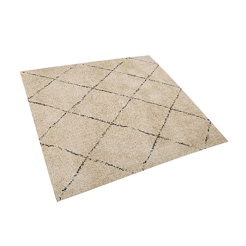 Beliani Tapis épais beige et noir 200 x 200 cm MUTKI