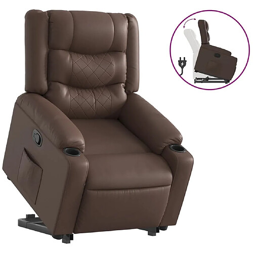 Maison Chic Fauteuil Relax pour salon, Fauteuil inclinable marron similicuir -GKD14498