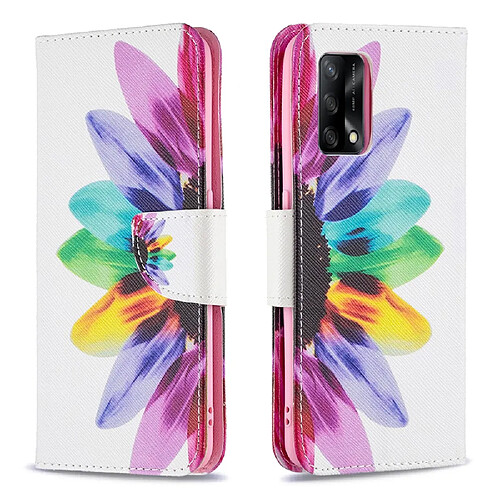 Etui en PU + TPU texturée avec support et fermoir magnétique tournesol pour votre Oppo A74 4G/F19 4G