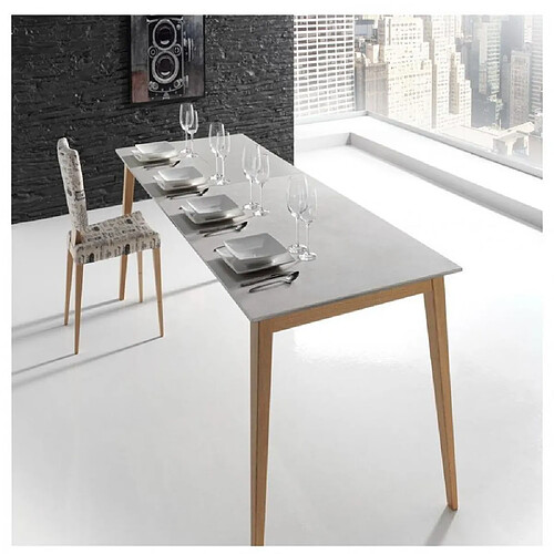 Inside 75 Table repas extensible NORDIC 10 couverts 140/240x90cm pieds chêne plateau céramique Hidra