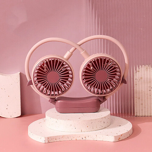 (Rose) Nouveau Mini Cou Créatif Petit Ventilateur Pliable Ventilateur Portable de Sport Chargement Usb