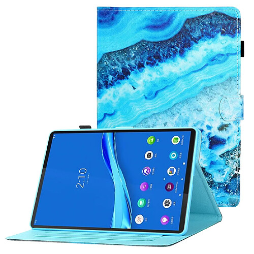 Etui en PU avec support, porte-carte et porte-stylo Marbre bleu pour votre Samsung Galaxy Tab A8 10.5 (2021) X205/X200