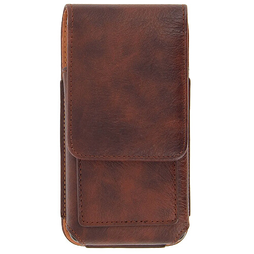 Avizar Housse Etui Ceinture Vertical Cuir Smartphone Taille L - Marron