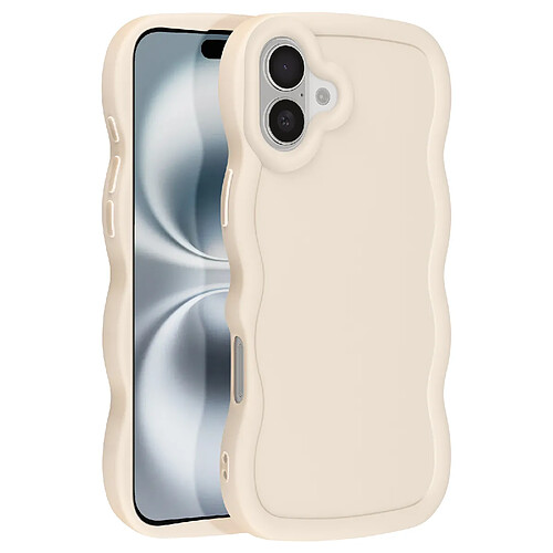 Avizar Coque pour iPhone 16 Plus Silicone Souple Design Ondulé Beige