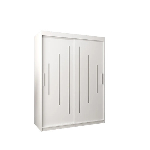 Abiks Meble Armoire YORK À Portes Coulissantes 200/150/62 2 Portes (Blanc/Blanc)