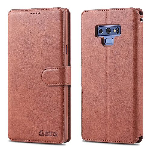 Wewoo Housse Coque Pour Galaxy Note 9 AZNS Texture du mollet Etui en cuir avec rabat horizontal magnétique PU supportlogements cartes et cadre photo Marron