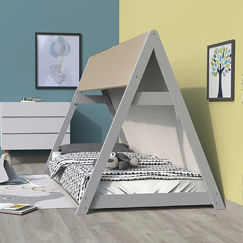 Le Quai Des Affaires Lit cabane TIPI 90x190 + 1 toile + 1 sommier / Gris