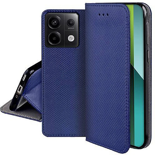 Htdmobiles Housse etui portefeuille avec coque interieure en silicone pour Xiaomi Redmi Note 13 Pro 5G / Poco X6 5G + verre trempe - BLEU MAGNET