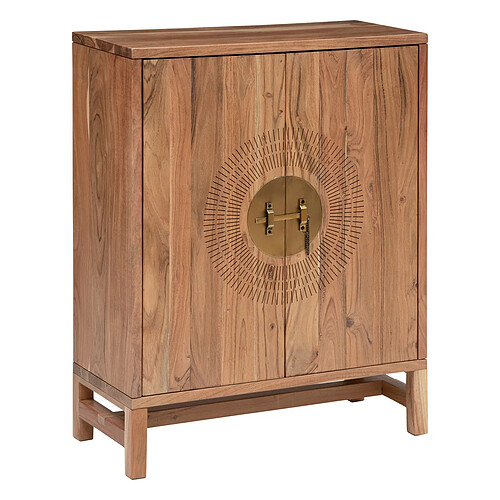 Pegane Buffet haut avec 2 portes en bois coloris naturel - longueur 80 x Profondeur 35 x Hauteur 101,5 cm