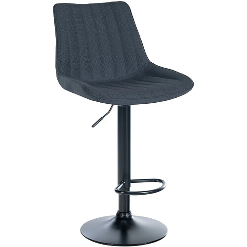 Decoshop26 Tabouret de bar x1 réglable en hauteur pivotant à 360° assise en tissu gris foncé couture verticale pied métal noir 10_0005438