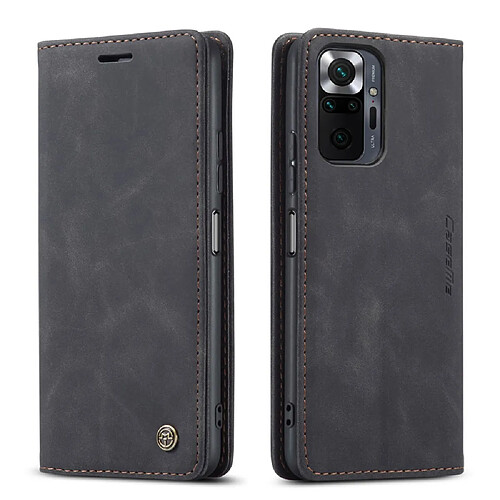 Caseme Etui en PU Aspiration automatique de conception brève noir pour votre Xiaomi Redmi Note 10 Pro/Note 10 Pro Max