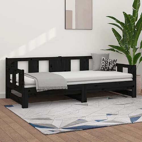 vidaXL Lit coulissant sans matelas noir 2x(80x200)cm