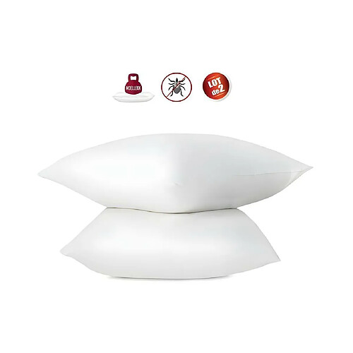 Vente-Unique Lot de 2 oreillers anti-acariens - 60 x 60 cm - 100% coton traite Bio - ABEIL