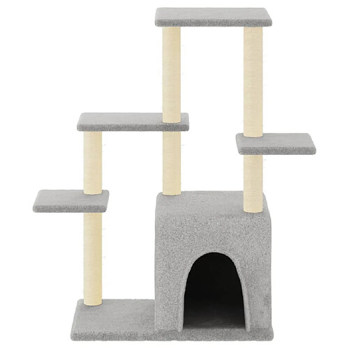 Helloshop26 Arbre à chat meuble tour grimper jouet grattage grattoir escalade plateforme avec griffoirs en sisal clair 97,5 cm gris 02_0022636